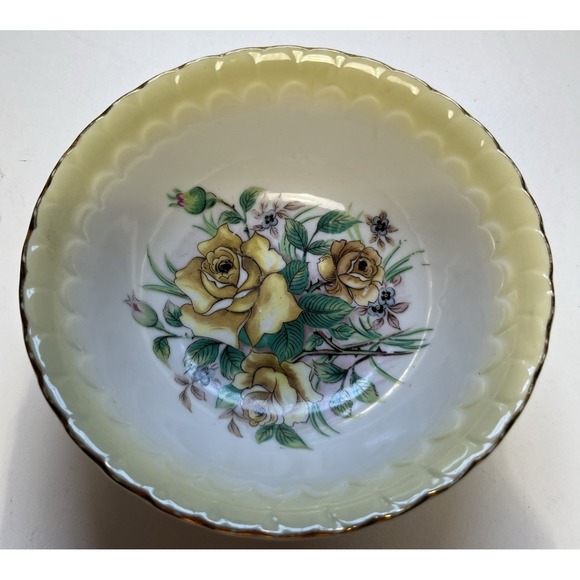 Wheellock Other - Vintage Wheelock Trade I Mark Bowl Yellow Roses, Gold Trim